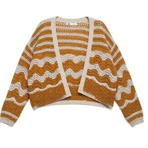 Zara Stripe Open Knit Cardigan